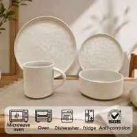 Service de table de luxe 16 pièces en grès blanc, assiettes, bols et tasses en céramique étanches et résistantes au four pour la maison, les dîners et les occasions spéciales