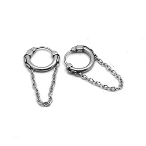 yunnique Hoop Earrings <b>Titanium</b> Steel <b>Chain</b> Design Unisex Fashion Drop Earrings Geometric Metal Style Fall 2024 - Product Image 5