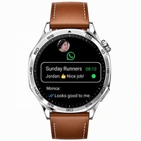 Montre intelligente de luxe pour homme avec écran tactile rond HD de 1,53 pouces, bracelet en métal et cuir, rappel de messages, haute qualité