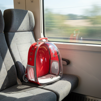 Sac à dos de transport pour chats, capsule spatiale panoramique transparente, respirant, couleur unie, tendance, polyvalent, portable pour l'extérieur