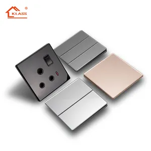 KLASS NEW DESIGN Glass Panel Supper Thin Switch and Socket Wall Light Switch Electrical Outlet 1-4gang