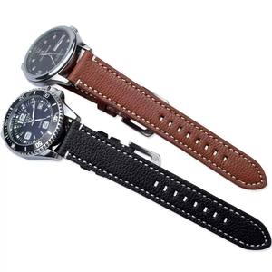 Bracelet de <span class=keywords><strong>montre</strong></span> en cuir de grain supérieur 18mm 20mm 22mm hommes cuir de vachette Litchi Grain Bracelet de <span class=keywords><strong>montre</strong></span> Bracelet souple - Product Image 3