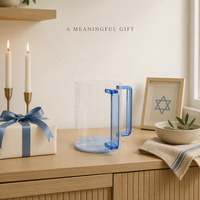 Tasse de lavage en acrylique avec double poignées Coupe de Kiddouche en lucite transparente pour Shabbat juif, Pâque