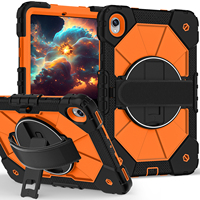 Étui antichoc robuste pour Samsung Tab S11 X730 X736 X736B 2025 PC+Silicone avec support rotatif à 360°, sangle d'épaule et dragonne