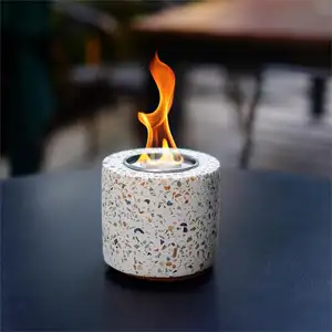 Modern Freestanding Concrete Tabletop Fire Pit Bowl Easy Installation Indoor Ethanol Fireplace For Living Room Use