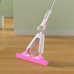 Fregona De Esponja PVA Con Rodillo - Mango Ajustable, Alta Absorción - Para Suelos De Madera, Laminado, Mármol