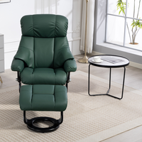 Fauteuil inclinable pivotant en cuir de luxe moderne avec ottoman, couleur verte, pour la maison, le bureau, le salon, la chambre, le bar, les meubles d'appartement