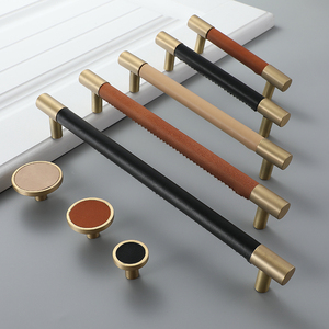 Hiện đại Brass da xử lý knobs vàng thép không gỉ Retro ngăn kéo kéo xử lý nhà bếp phòng Ngủ Đồ nội thất tủ quần áo tủ - Product Image 2