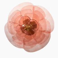 Lustre moderne de luxe en verre LED avec feuilles et fleurs roses pour l'éclairage intérieur, salle de mariage - Dimmable, couleur et taille personnalisables, marque AMJ