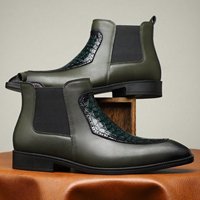 Sepatu Bot Kulit Pria Sepatu Bot Bisnis Modis Sepatu Bot Kasual Kulit Sapi Kualitas Tinggi Sepatu Bot Pria High Top Runcing Sepatu Bot Pria
