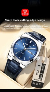 Orologio da <span class=keywords><strong>uomo</strong></span> di lusso di fascia alta con quadrante in vetro, impermeabile, luminoso, con luce notturna, <span class=keywords><strong>cinturino</strong></span> in <span class=keywords><strong>pelle</strong></span> al quarzo, casual, da lavoro - Product Image 4