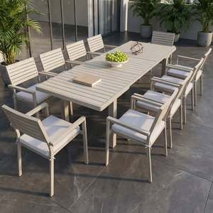 Ensemble de salle <span class=keywords><strong>à</strong></span> manger de patio moderne résistant aux intempéries, structure en aluminium, table extensible en WPC pour 6 <span class=keywords><strong>personnes</strong></span>, ensemble de <span class=keywords><strong>8</strong></span> chaises - Product Image 2
