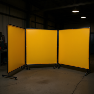Écran de protection pour soudage 6 x 6 pieds jaune 3 panneaux avec 12 roues pivotantes mobiles sécurité professionnelle - Product Image 2