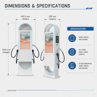 Station de recharge commerciale pour véhicules électriques, modèle 3015, 44 kW, double Type 2, carte RFID, OCPP 1.6, certifiée CE, avec écran publicitaire