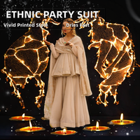 Ensemble deux pièces décontracté pour femme en georgette, coupe régulière, séchage rapide, imprimé rayé, toutes saisons, style indien pakistanais