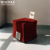 WISEMAX — meuble personnalisé pour salon, tabouret rond en tissu velours, chaise de salon