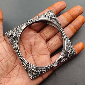Pure Brass Party Wear <b>Silver</b> Look Bangle Free Size Openable Oxidized <b>Bracelet</b> <b>Adjustable</b> Handmade Bulk Product - Product Image 5