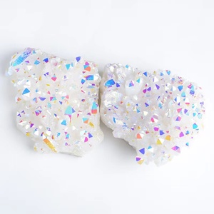 Cluster di Geode di cristallo di quarzo bianco Aura Spirite di angelo naturale scintillante colorato di alta qualità per guarigione e fortuna - Product Image 2