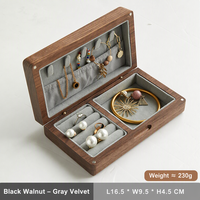 Boîte à bijoux en bois massif, boîte à bijoux en noyer noir, boîte de rangement rétro en bois massif, boîte à perles, boîte cadeau, boîte de rangement pour boucles d'oreilles et colliers