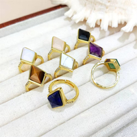 Bague élégante pour femme, bijoux de mode, pierre naturelle, lapis-lazuli, quartz rose, améthyste, pierres précieuses, cristal, strass