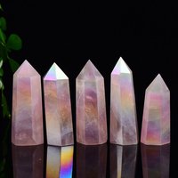 Bulk Auqa Aura Engel Aura Rosenquarz Obelisk Tower Point Heil kristall Reiki Dekor Magischer Kristall turm
