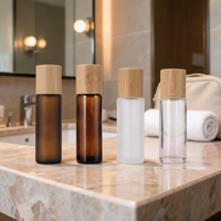 Botellas con Rodillo Metálico y Tapa de Bambú para Cosméticos, Perfumes, Muestras de Aceites Esenciales, Ideales para Regalos de Viaje, Botella con Rodillo para Almacenamiento