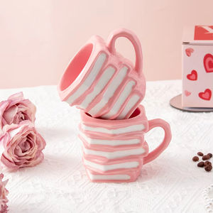 Taza de café de libro de cerámica Rosa única personalizada nórdica, regalo de negocios, logotipo personalizado de estilo de lujo ecológico - Product Image 2