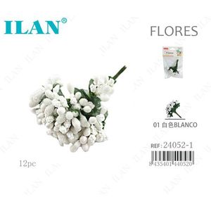 ILAN Fiori Bianchi Artificiali, Set di 12 Pezzi, Composizione di Fiori Secchi per Decorazione - Product Image 1