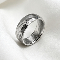 Bagues en acier Damas plaqué argent 8 mm pour hommes, ajustement confortable, pour mariage et fiançailles, bijoux de mode, cadeau d'anniversaire, vente en gros