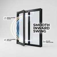 Ventanas Abatibles de Aluminio de Estilo Minimalista con Marco Estrecho para Ventilación de Balcones de Apartamentos de Gran Altura con Mosquiteras Integradas