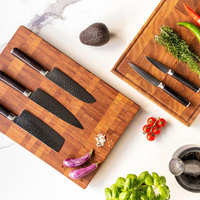 Ensemble de couteaux de chef en acier damas forgé à la main de haute qualité avec étui en cuir, manches en bois ambidextres, 5 pièces pour cuisines modernes