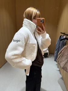 Giacca a vento casual in pile spesso con cerniera e collo a lupetto in pelliccia di agnello tinta unita ForALO, nuova collezione autunno 2025 - Product Image 4