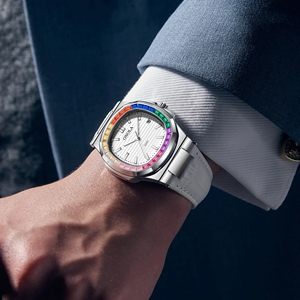 Montres <span class=keywords><strong>pour</strong></span> hommes ONOLA Mode Arc-en-ciel Diamant glacé Étanche Bracelet en cuir <span class=keywords><strong>Homme</strong></span> d'affaires Horloge Nouvelle conception classique de luxe <span class=keywords><strong>Montre</strong></span> à quartz - Product Image 6