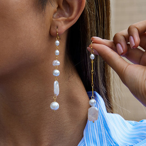 Drop Earrings Freshwater Pearl Tassel Geometric Shape Women's Everyday Wear - Product Image 3