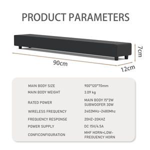 <span class=keywords><strong>Barre</strong></span> <span class=keywords><strong>de</strong></span> <span class=keywords><strong>son</strong></span> TV Cyboris 2.1CH avec caisson <span class=keywords><strong>de</strong></span> basses pour 5.3 60W RMS 3 haut-parleurs Basses puissantes USB Optique pour RCA - Product Image 3