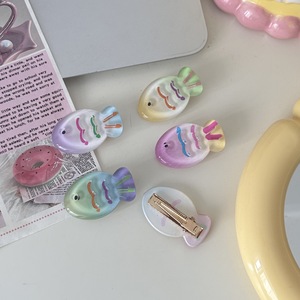 Pinzas para el pelo con forma de pez taiyaki de colores pastel, lindas y coloridas, estilo femenino y fresco para primavera y verano, transparentes, de dibujos animados, dulces. - Product Image 4