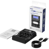 Chargeur de piles XTAR L4 Pro à 4 emplacements avec écran LCD de capacité visible, charge rapide et sécurisée pour piles AAA AA 1.5V Li-ion 1.2V NI-MH AA AAA