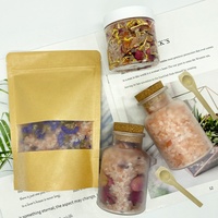 Grosir garam mandi mewah rendam mandi kristal bunga herbal kecantikan organik terapi otot Vegan tubuh garam mandi mawar alami