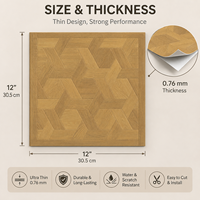 Parquet en chêne naturel personnalisé en usine, carrelage de sol en bois PP, 0,76 mm, autocollant adhésif pour sol, à coller soi-même
