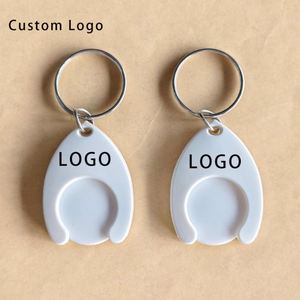 Porte-clés jetons de chariot personnalisés en forme de goutte de pluie - Jetons promotionnels élégants pour chariots de courses par OEM - Product Image 1