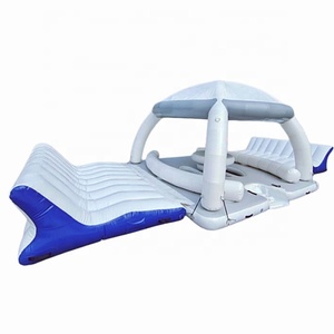 Plataforma Flotante Inflable para Agua con Sombra y Asientos |   Plataforma Flotante Modular para Yates, Playas y Parques Acuáticos - Product Image 1