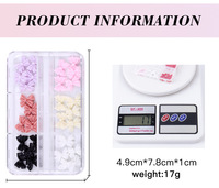 30 pièces/boîte, charmes pour ongles Kawai en gros, nœuds papillon, design 3D, fleurs en résine acrylique, nœuds papillon en résine, charmes pour nail art