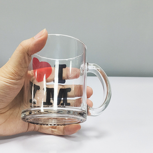 Topjlh Thăng Hoa 11Oz Cá Nhân Tùy Chỉnh In Ấn Thủy Tinh Trong Suốt Thăng Hoa Trống Cốc Cà Phê Với Handel - Product Image 3