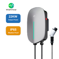 Cargador de Pared para Vehículos Eléctricos AC Wallbox, 22KW Tipo 2, Estación de Carga Inteligente RFID con Pantalla LCD, WiFi, OCPP, Trifásico, Refrigeración por Aire, WrightCharge