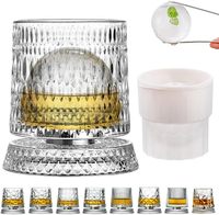 Ensemble de verres à whisky rotatifs à 360 degrés avec moule à boule de glace, verrerie en cristal transparent pour bourbon et scotch pour hommes, cadeaux amusants et originaux