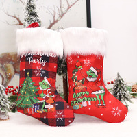 Nouvelles décorations de Noël Grinched, peluche verte, monstre voleur, chaussette de Noël, sac cadeau pour enfants, sac cadeau de Noël