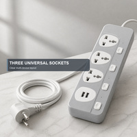 Multiprise de bureau industrielle 3 prises universelles 2 ports USB interrupteurs individuels résistance au feu cordon d'extension 2M pour