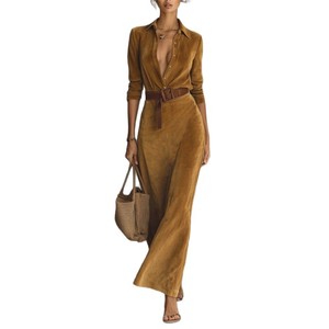 2026 Spring and Autumn New Wholesale Suede Waist <b>Long</b> Dress Fashion temperament Shirt <b>Skirt</b> - Product Image 6
