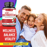Complément de berbérine HCL - Extrait de berbérine de haute pureté de qualité supérieure, capsules de soutien immunitaire pour hommes et femmes adultes
