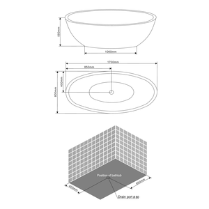 Baignoire autoportante en acrylique blanc ARIANNA - Product Image 4